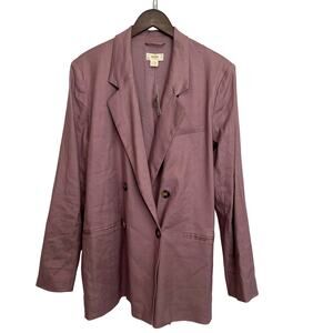 NWT Anthropologie Maeve Double Breasted‎ Linen Blazer Lilac Sz 12 Modern Career